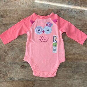5/$20 NEW 6-9M Girls Winking Owl Raglan Bodysuit